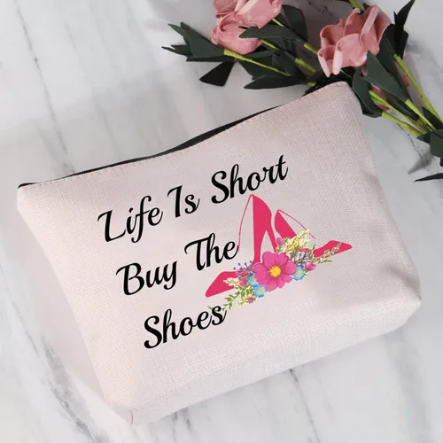 Vista 2 de JYTAPP Bolsa de maquillaje para amantes de los zapatos, bolsa de maquillaje de tacón alto, bolsa de cosméticos novedosa para mujer, mujer, niña