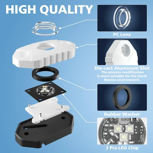 Vista 5 de Luces LED para Interior de Barco, Cubierta Marina Cockpit, Luz de Cortesía, IP68, Impermeable, Iluminación Subacuática para Barco de 9-36V