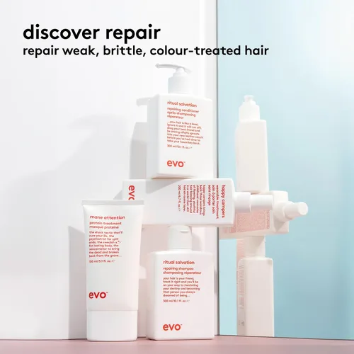 Vista 8 de EVO Champú Reparador Ritual Salvation - Limpia suavemente, trata el cabello dañado y quebradizo y protege