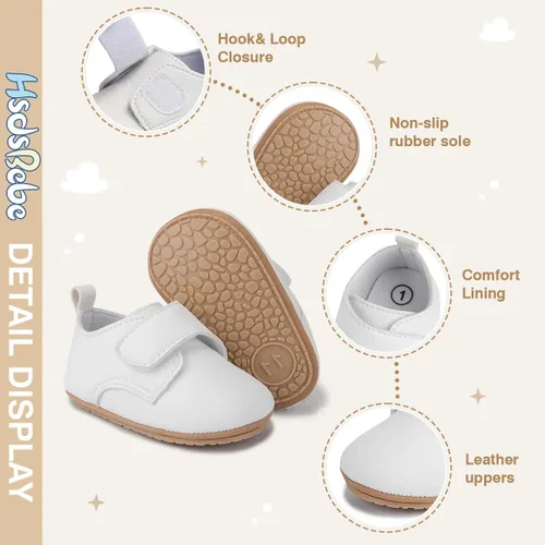 Vista 5 de HsdsBebe - Zapatos Oxford para bebés, niños y niñas, de cuero sintético con suela suave de goma, tenis antideslizantes, botas de tobillo para niños