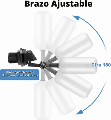 Vista 2 de Paquete de 2 válvulas de flotador de agua de 1/2 pulgada, 1/2 pulgada de latón con brazo ajustable, llenado automático y control de nivel de agua