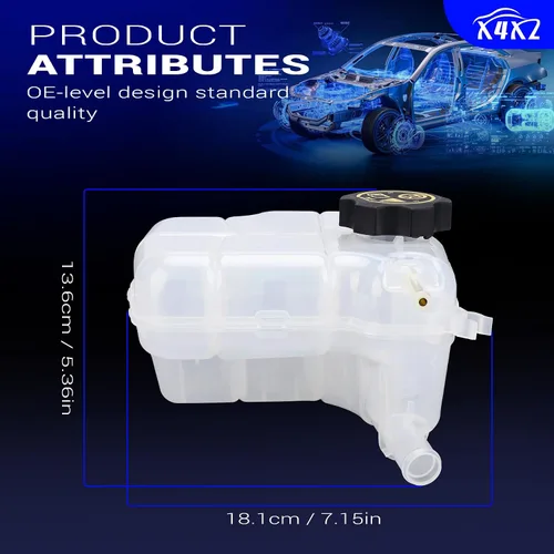 Vista 7 de 603-383 Tanque de expansión del radiador del depósito de refrigerante del motor con tapa para Chevy Cruze Orlando 2010-2016 Buick Verano Cascada