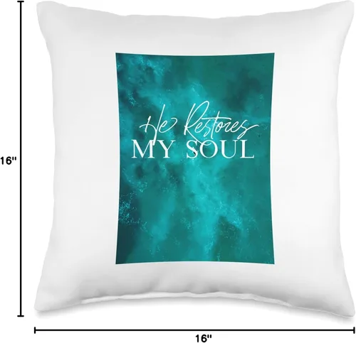 Vista 4 de Words of Light He Restores My Soul - Almohada (16 x 16 pulgadas), multicolor
