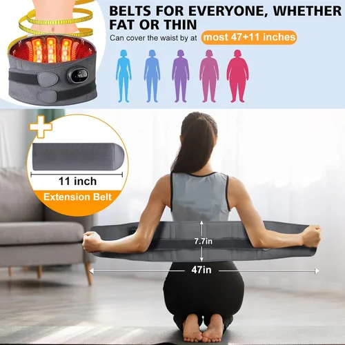 Vista 3 de Almohadilla térmica inalámbrica para aliviar el dolor de espalda, masajeador lumbar con calor, masaje de calefacción recargable, cinturón de espalda