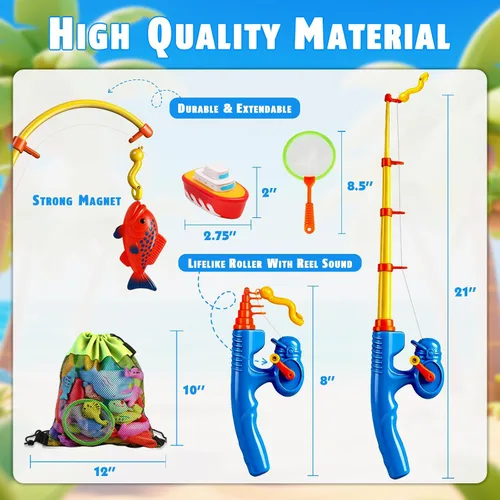 Vista 3 de CozyBomB Juego de pesca magnético para niños + 2 postes adicionales