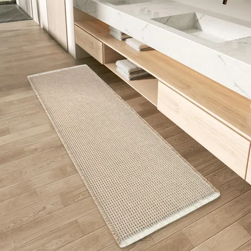 Vista 53 de AMOAMI Tapete de baño mejorado con diseño de gofre, súper absorbente, antideslizante, para suelo de baño, lavable a máquina, con borlas, tapetes