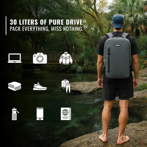 Vista 5 de KRONOX 30L Waterproof Backpack for Men – IPX7 Submersible Dry Bag, Lightweight & Durable for Travel, Motorcycle, Kayak