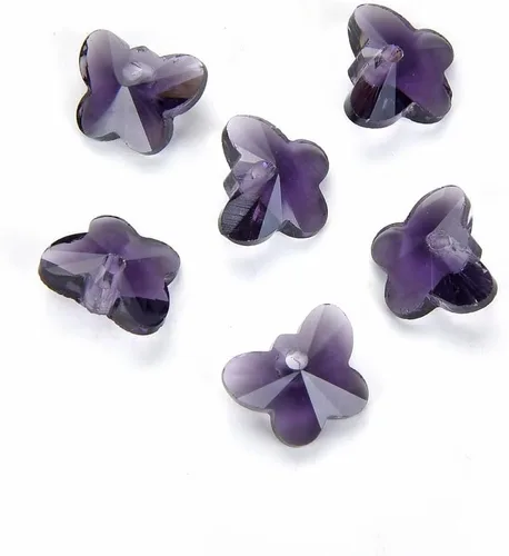 Vista 13 de 20 colgantes de cristal de mariposa checa de 0.394 in (0.39 pulgadas) abril transparente piedra natal agujero lateral cuentas para joyería artesanía
