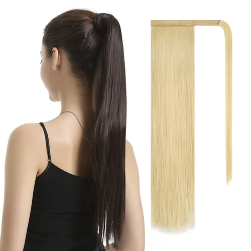 Vista 57 de BARSDAR Extensión de Cola de Caballo Corta y Recta - Extensiones de Cabello de Cola de Caballo con Cordón de 14 Pulgadas en Negro para Mujeres