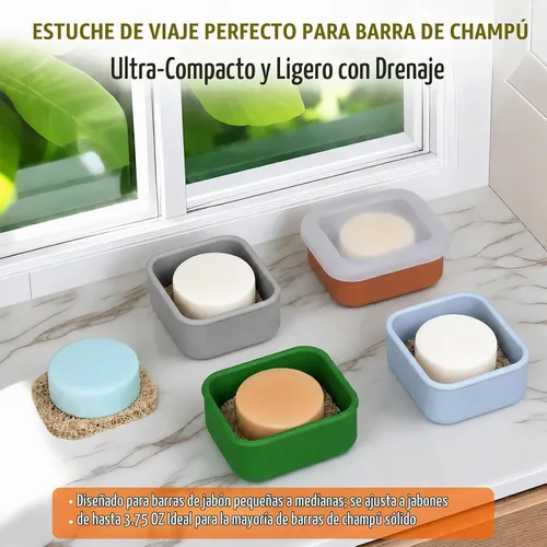 Vista 3 de AIMAIAIMAI Funda de viaje de jabón pequeña, funda de silicona resistente a