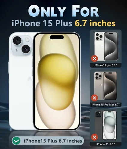 Vista 2 de FNTCASE Funda para iPhone 15-Plus y 14 Plus de 6.7 pulgadas, a prueba de golpes de grado militar, magnética, antiamarilleamiento, a prueba