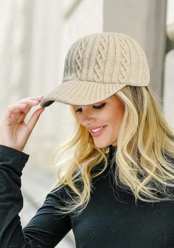Vista 4 de FGSS Gorra de béisbol de lana de cordero para mujer, de forro polar, ajustable, para viajes