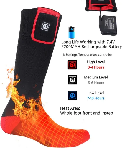 Vista 3 de Calcetines térmicos para hombres y mujeres, calcetines de batería para pies fríos, calcetines eléctricos térmicos para campamento, calentadores