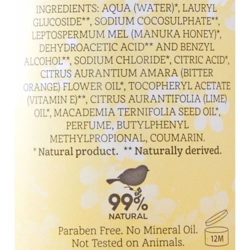 Vista 3 de Wild Ferns Gel de ducha de miel de manuka Limpiador hidratante natural, para piel seca