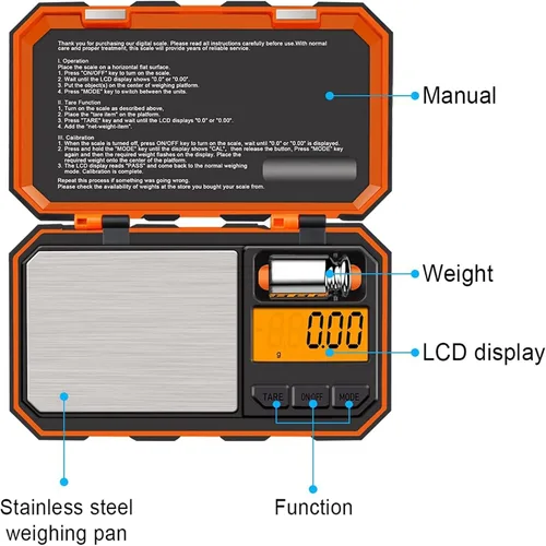 Vista 4 de Escala digital de gramos, mini báscula electrónica de bolsillo de 7.05 oz/0.00 oz Small scale with 6 Units,Jewelry Scale with LCD Display,Tare