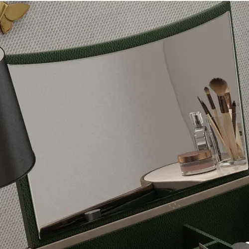 Vista 4 de Mesa de maquillaje, tocador en forma de arco y armario de almacenamiento en uno, mesa de maquillaje simple lacada para dormitorio con tocadores