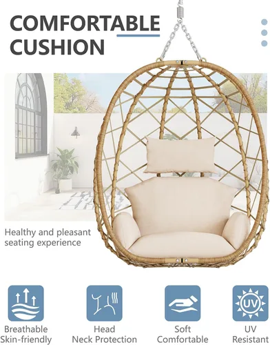 Vista 4 de SWITTE Silla colgante de huevo al aire libre con soporte, columpio