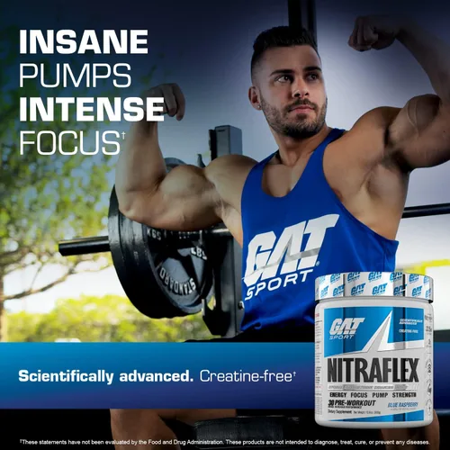 Vista 2 de GAT Sport Nitraflex - Polvo avanzado de preentrenamiento aumenta el flujo sanguíneo aumenta la fuerza y la energía mejora el rendimiento