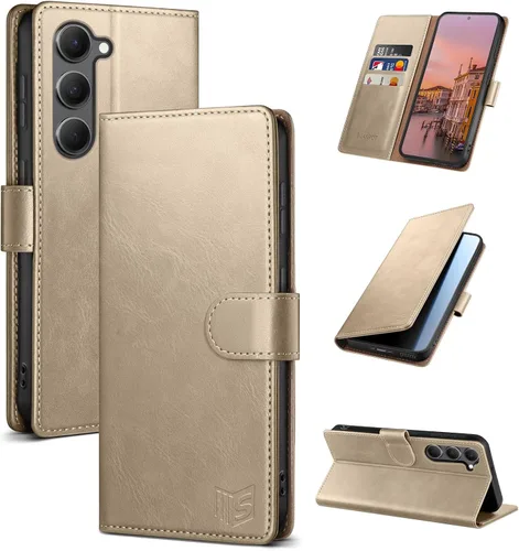 Vista 8 de SUANPOT Funda tipo cartera para Samsung Galaxy S23 5G con bloqueo RFID, soporte para tarjetas de crédito, cubierta protectora de cuero PU tipo libro