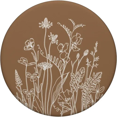 Vista 3 de Bonito diseño de flores silvestres de verano con diseño floral en marrón PopSockets intercambiable PopGrip