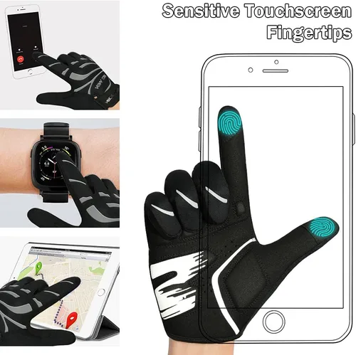 Vista 4 de NICEWIN Cycling Bike Gloves Men Women, Padded Anti-Slip Mountain Bike Gloves, Touch Screen Full Finger Road Bicycle Biking Gloves