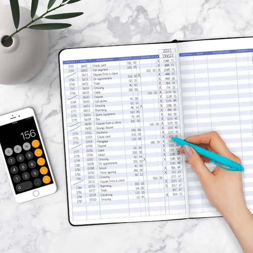 Vista 6 de Legend Planner Libro de registro de cheques - Libro contable para pequeñas empresas y uso personal - Registro de chequera para rastrear