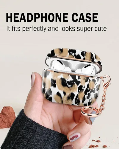 Vista 4 de ZEKICE Compatible con AirPod Pro 2ª/1ª Generación Funda Protectora Resistente a Golpes Carcasa Dura con Llavero de Oro Rosa, Funda para Niñas