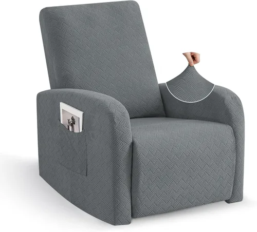 Vista 30 de JIVINER Fundas reclinables de gran tamaño de 3 piezas para sillón reclinable grande con bolsillos, tela jacquard elástica Lazy Boy funda para sofá