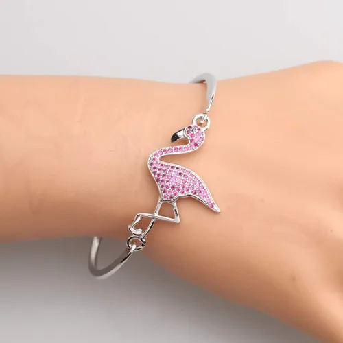 Vista 5 de BNQL Pulsera de flamenco con texto en inglés Be a Flamingo in a Flock of Pigeons