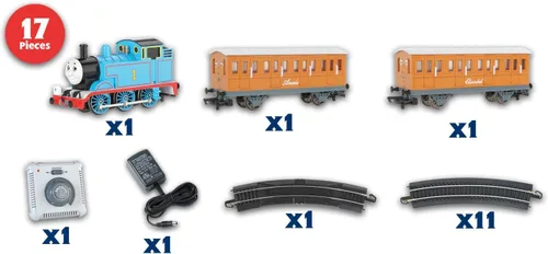 Vista 2 de Bachmann Trains - Thomas & Friends Thomas con Annie y Clarabel Juego de Tren Eléctrico Listo para Usar - Escala HO Complete Starter Set