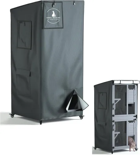Vista 9 de Funda protectora grande para casa de gatos para exteriores, cubierta protectora contra el polvo, lona impermeable resistente 600D, 100% impermeable