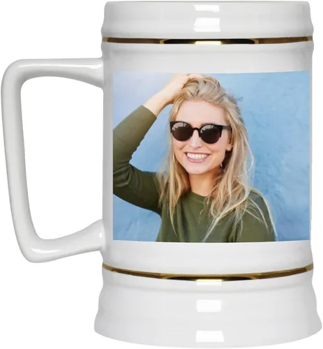 Vista 4 de Taza de cerveza personalizada de 22 onzas – Taza de cerveza de cerámica personalizada con tu foto, logotipo y texto – Regalo ideal para papá, mamá