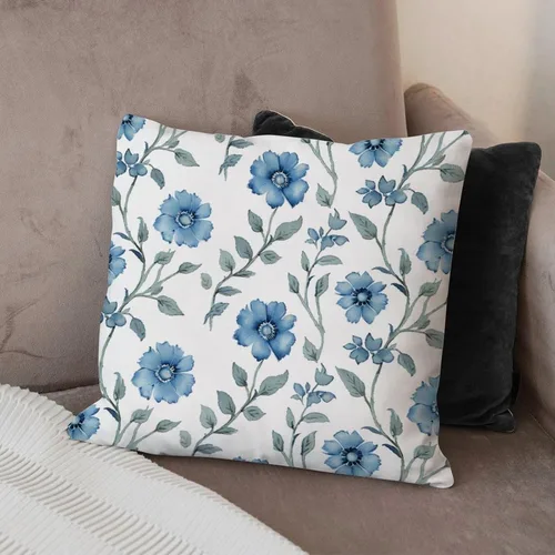 Vista 4 de Mughal - Funda de almohada de flor en monzón, diseño de loto azul, funda de cojín moderna, decorativa, decoración del hogar para sofá, cama