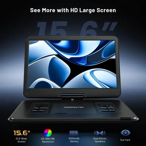 Vista 2 de 17.5" TV portátil reproductor de DVD con pantalla giratoria HD