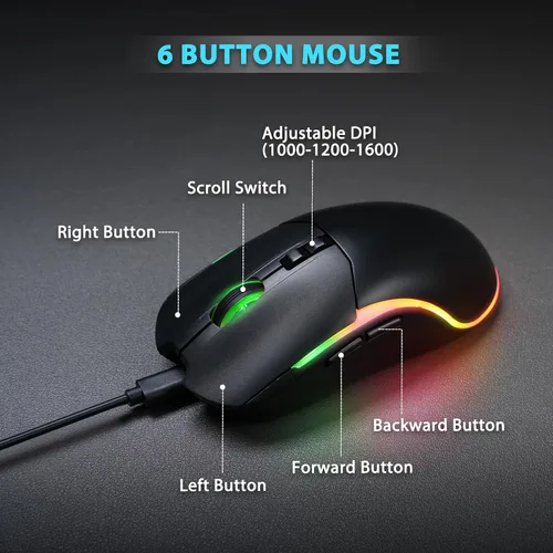 Vista 10 de Combo de teclado y mouse inalámbricos de impresión grande retroiluminada, teclados de tamaño completo de 2.4 G con teclas grandes iluminadas, teclas