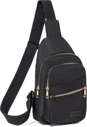 Vista 20 de Banelu Pequeña mochila bandolera bandolera para mujeres y hombres, bolsa de pecho, riñonera cruzada para exteriores, senderismo, viajes, color negro