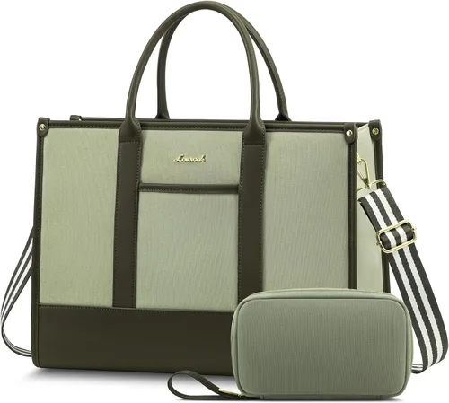 Vista 17 de LOVEVOOK Bolso para laptop y bolsa de mano para mujeres, bolso de trabajo de 15.6 pulgadas, gran bolso profesional para maestra, liviano, bolso