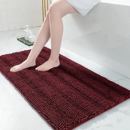 Vista 211 de Grandaily Alfombras de baño de felpilla a rayas de 24 x 16 pulgadas, extra gruesas y suaves, absorbentes, parte trasera de goma, alfombra de ducha