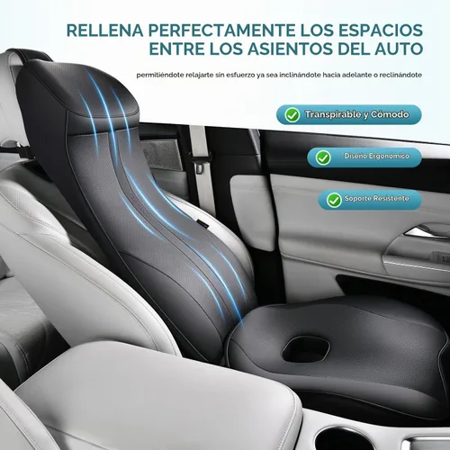 Vista 7 de Coverado Cojín para asiento de automóvil y almohada de apoyo lumbar, almohada ergonómica integrada de espuma viscoelástica para el cuello, cojín