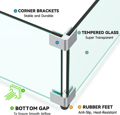 Vista 5 de Skyflame Protector de viento rectangular de vidrio para fogatas de 24 x 12 pulgadas, reemplazo para exterior
