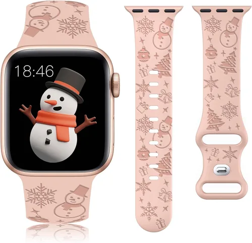 Vista 7 de W-RARA Correa grabada de Halloween compatible con Apple Watch Band de 1.496 in 1.575 in 1.614 in 1.654 in 1.732 in 1.772 in 1.929 in para mujeres