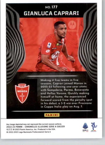 Vista 2 de Panini Chronicles Illusions Serie A #177 Gianluca Caprari AC Monza 2022-23 - Trading Card oficial de fútbol en estado crudo (NM o mejor)