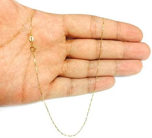 Vista 9 de Jewelry Affairs Collar de cadena de oro macizo real de 10 quilates, 0.024 in
