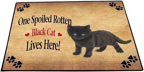 Vista 21 de Doggie of the Day Black Cats Floor Mat - 4th of July Independence Day - Best Dog Doormat - Protector Decor - Unique Portrait Art - Premium Quality