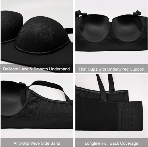 Vista 4 de FallSweet Longline Strapless Bra Full Back Coverage Smoothing Underwire Corset Brasieres Hide Back Fat