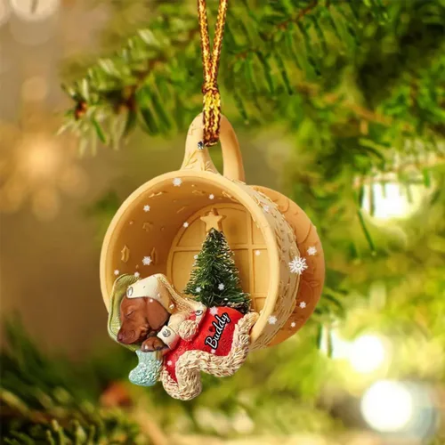 Vista 6 de Adornos de acrílico de encargo de la Navidad del nombre del perro, forma 2D personalizada para los amantes del perro Bulldog