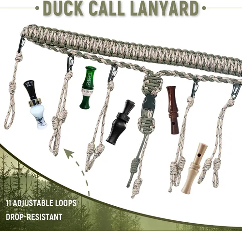 Vista 4 de GLORYFIRE Cordón de llamada de pato con gotas removibles – Asegura 11 llamadas – Cordón de juego premium de nylon real de 550LB – Cordón