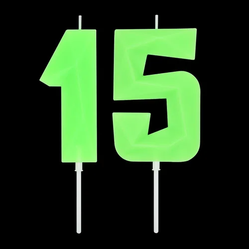 Vista 220 de DERVENTA Vela Grande de Cumpleaños Número 3D Verde Luminoso de 3.7 Pulgadas Celebración de Fiesta Aniversario Decoración Adorno para Pastel 1 Pieza