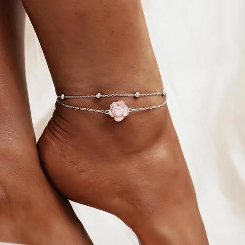 Vista 119 de CHIC & ARTSY Tobilleras delicadas de plata de ley S925 para verano, pulsera de tobillo ajustable multicapa para playa, joyería de pie para mujer