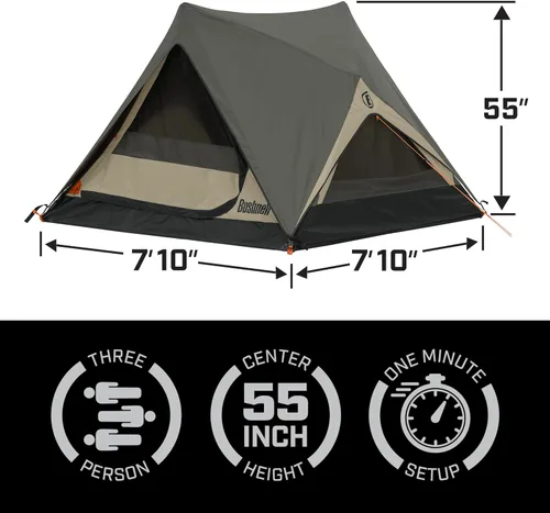 Vista 3 de Bushnell Tent Instant Pop Up 3P / 4P/ 6P / 8P Hub Style Tents Best Pop Up Tent for Camping, Hiking, Family Camping, Hunting, Fishing, and